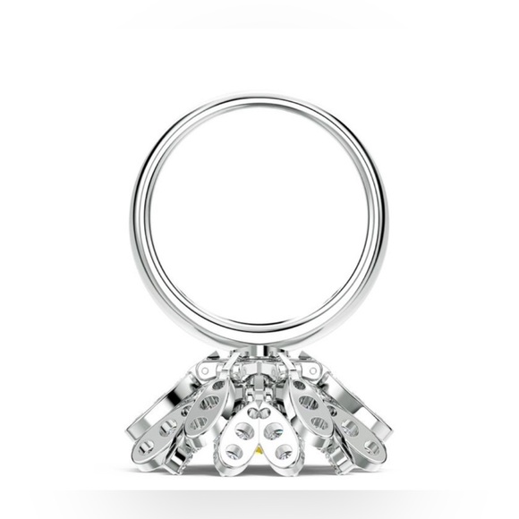 Swarovski Silver and Yellow Crystal Flower Ring - Picture 6 of 7